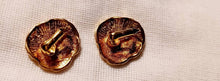 Load image into Gallery viewer, Vintage enameled Designer Pansie Flower Clip On Earrings 1980s