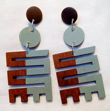 Load image into Gallery viewer, Handpainted Abstract Adinkra Symbol Wooden Earrings