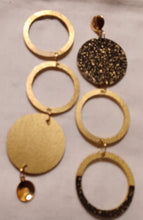 Load image into Gallery viewer, Handpainted Abstract Design Wooden Earrings 6 inch pierced ears