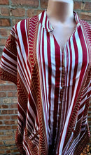 Load image into Gallery viewer, Vintage Afrocentric Kaftan, Bright Poly Satin Mudcloth Print (Fits up to 3XL)