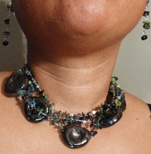 Load image into Gallery viewer, Hand Blown Glass Collar Necklace & Clip On Earrings Set