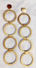 Load image into Gallery viewer, Extra Long 7 inch Handmade handpainted Wooden hoop Earrings gold pierced ears