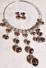Load image into Gallery viewer, Silver Tone Ball Necklace and Clip On Earrings Set