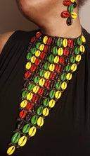 Load image into Gallery viewer, Handpainted Cowrie Shell Bib Necklace & Earrings - Extra Large, Runway Style