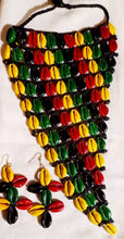 Load image into Gallery viewer, Handpainted Cowrie Shell Bib Necklace & Earrings - Extra Large, Runway Style
