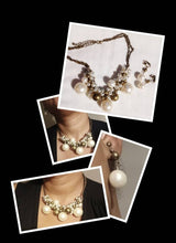 Load image into Gallery viewer, Handmade Chunky faux Pearl necklace Set Clip on earrings
