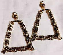 Load image into Gallery viewer, Giant Gold Classic Clip On Large Bamboo Hoop Earrings Gold XL 4 inch