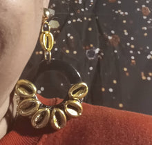 Load image into Gallery viewer, Handmade Cowrie Shell Hoop Clip On Earrings