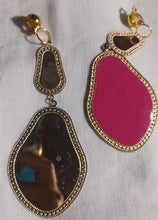 Load image into Gallery viewer, Large irregular odd shape enameled Clip On Earrings