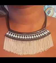 Load image into Gallery viewer, Avant garde chain tassel necklace and matching clip on earrings