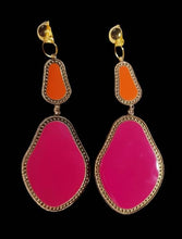 Load image into Gallery viewer, Large irregular odd shape enameled Clip On Earrings