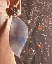 Load image into Gallery viewer, Extra Large Acrylic Leaf Clip On Dangle Earrings and Necklace set Black