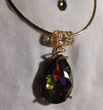 Load image into Gallery viewer, Giant Aurora borialis crystal Necklace bracelet and Clip On Earrings Set handmade new