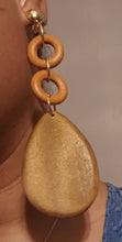 Load image into Gallery viewer, Handmade handpainted Natural Wood Geometric Design Clip On Earrings