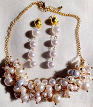 Load image into Gallery viewer, Classy Chunky faux Pearl necklace Set Clip on earrings