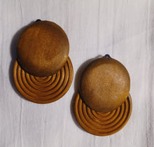 Load image into Gallery viewer, Handmade chunky Natural Wood Clip On Earrings