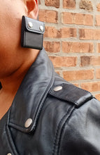 Load image into Gallery viewer, Avant garde biker faux leather Earrings pierced ears Handmade