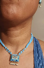 Load image into Gallery viewer, Antique Brass Jhumka Earrings and Beaded Necklace Set