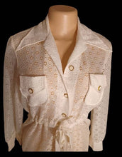 Load image into Gallery viewer, Vintage 1970s peck&peck floral eyelit dress M Rare