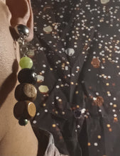 Load image into Gallery viewer, Handmade boho Wood and genuine blue moon stone Clip On Earrings