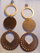 Load image into Gallery viewer, Abstract Handpainted Design Wood Earrings pierced ears 7 inch