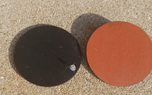 Load image into Gallery viewer, Handmade handpainted large wooden disc minimalist Earrings pierced ears 3 inch rust color