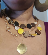 Load image into Gallery viewer, Handmade Wooden Bead Multi Strand Necklace Set with Clip-On Earrings