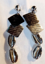 Load image into Gallery viewer, Handmade Clip On silver metal and Cowrie Shell Earrings