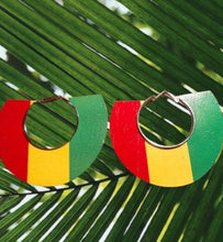 Load image into Gallery viewer, Large afrocentric Ethiopian Colors Wooden Hoop Earrings
