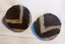 Load image into Gallery viewer, Clip On handmade wood and authentic Mudcloth Design large stud Earrings