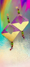 Load image into Gallery viewer, Handmade handpainted Natural Wood Extra Large Giant Hoop Earrings 8 inch purple