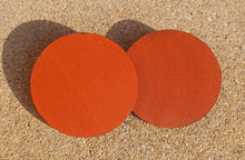 Load image into Gallery viewer, Handmade handpainted large wooden disc minimalist Earrings pierced ears 3 inch rust color