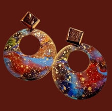 Load image into Gallery viewer, Abstract Handpainted Design Wooden Earrings pierced