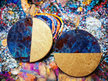 Load image into Gallery viewer, Extra Large Abstract Handpainted Wooden Hoop Earrings Clip on