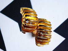 Load image into Gallery viewer, Vintage Gold textured half hoop Clip On Earrings 1980s