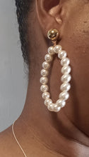 Load image into Gallery viewer, Handmade Swarovski Pearl Hoop Earrings Clip on