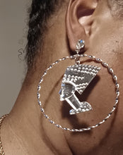 Load image into Gallery viewer, Handmade Egyptian Queen Nefertiti Rhinestone hoop Earrings pierced ears