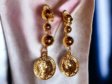Load image into Gallery viewer, Boho roman Gold Coin Clip On Earrings