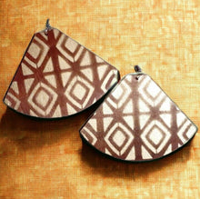 Load image into Gallery viewer, Extra Large Handpainted Mudcloth Design Wooden Earrings