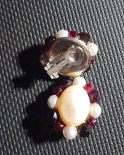 Load image into Gallery viewer, 1960s era Pearl and Crystal cluster Clip On Earrings