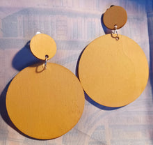 Load image into Gallery viewer, Hand dyed with Black Tea Wooden Clip On Earrings