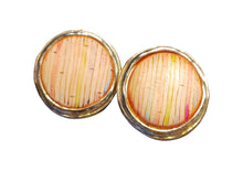 Load image into Gallery viewer, Vintage Carol Dauplaise faded boho Stud Clip On Earrings wood and Gold 1980s