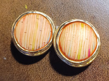 Load image into Gallery viewer, Vintage Carol Dauplaise faded boho Stud Clip On Earrings wood and Gold 1980s