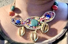 Load image into Gallery viewer, Festival boho Collar Bib Necklace and Clip on Earrings