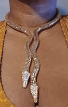 Load image into Gallery viewer, Glam Snake collar necklace and clip on earrings set