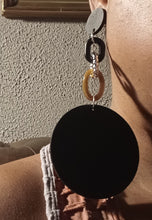 Load image into Gallery viewer, Handmade Avant garde Acrylic Chain and wood Earrings Clip On 6 inch