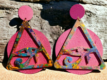 Load image into Gallery viewer, Extra Large Abstract Handpainted Eye of Horus Egyptian symbol Earrings