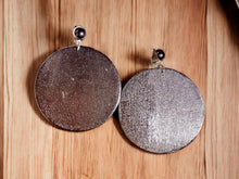 Load image into Gallery viewer, Large 3 inch Wooden Disc Clip on Earrings Silver