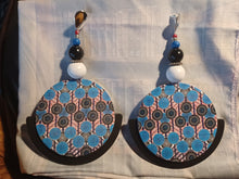 Load image into Gallery viewer, Handmade wood Abstract Tribals Geometric Design Earrings (Pierced ears) large size