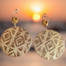 Load image into Gallery viewer, Extra Large Handpainted Abstract Afrocentric Design Wooden Earrings